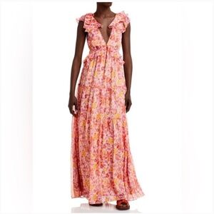 AQUA Pink Multi Leopard Maxi Dress